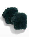 Jocelyn Fingerless Faux Fur Mittens In Dark Teal