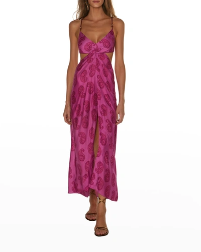Vix Chilli Nayara Asymmetric Cut-out Maxi Dress In Pink