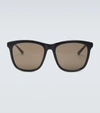 Gucci Square-frame Acetate Sunglasses In Black-ruthenium-brown