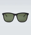 Gucci Square-frame Acetate Sunglasses In Black-gold-green