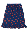 The Animals Observatory Sparrow Polka-dot Cotton Skirt In Navy/red