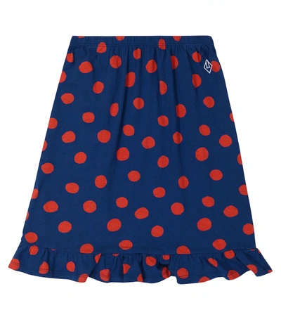 The Animals Observatory Kids' Sparrow Polka-dot Cotton Skirt In Navy/red