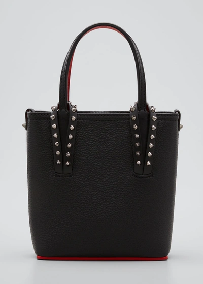 Christian Louboutin Cabata N/s Mini Tote In Grained Leather In Black