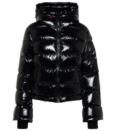 Perfect Moment Lily Metallic Shell Puffer Jacket In Black-foil