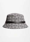 Loewe Leather-trim Jacquard-canvas Bucket Hat In Navy Black