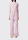 Burberry Nadira Wool-blend Blouse W/ Monogram Plaque In Pale Candy Pink