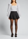 Caroline Constas Elliot Cropped Polka-dot Cotton-blend Poplin Blouse In Blk White Polka