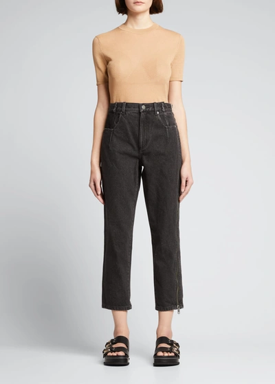 3.1 Phillip Lim Straight-leg Cropped Jeans With Side Zipper Detail In Black