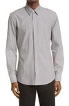 FENDI MICRO FF LONG SLEEVE BUTTON-UP COTTON SHIRT,FS0585-AHBR