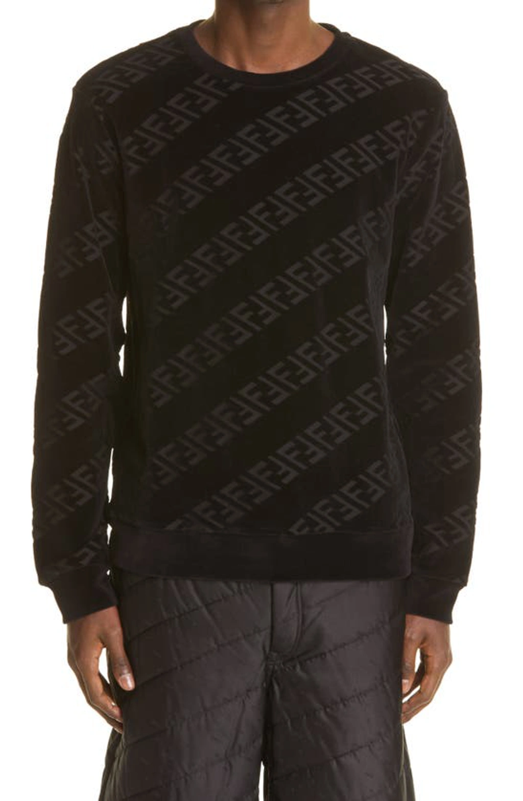 Fendi Diagonal Ff Velvet Sweatshirt In Black | ModeSens Fendi Diagonal Ff Velvet Sweatshirt In Black | ModeSens