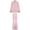 Sleeper Venera Metallic Two-piece Pajama Set In Light Pink