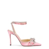 Mach&mach Double Bow Crystal-embellished Satin Pumps In Pink