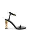 Givenchy Black Leather Sandals With G Cube Heel In Black