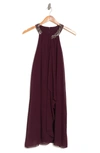 Slny Necklace Halter Dress In Fig