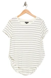Halogen Shirttail Hem T-shirt In Ivory- Black Lauren Stripe