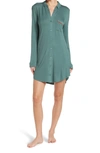 Nordstrom Rack Tranquility Button Front Nightshirt In Green Pine