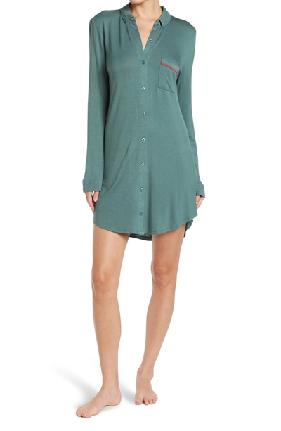 Nordstrom Rack Tranquility Button Front Nightshirt In Green Pine