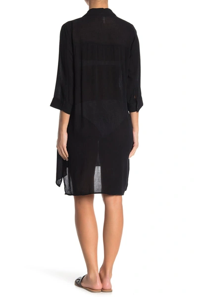 Elan Boyfriend Cover-up Shirt In Black