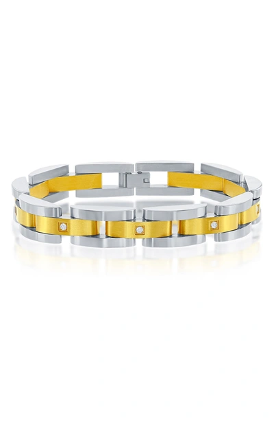 Blackjack Two-tone Cz Watch Link Bracelet In Silver And Gold