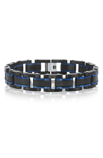 Blackjack Blue & Black Stainless Steel Link Bracelet