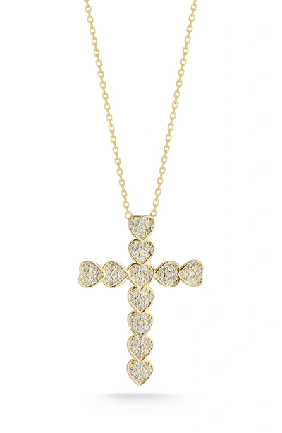 Glaze Jewelry 14k Yellow Gold Vermeil Pave Cz Cross Pendant Necklace In Yellow Gold