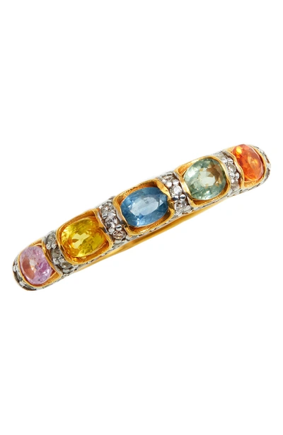Savvy Cie Jewels Yellow Gold Vermeil Multicolor Sapphire Ring