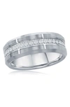 Blackjack Cz Tungsten Eternity Band In Silver