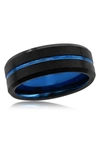 BLACKJACK BLACKJACK BLACK & BLUE TUNGSTEN RING