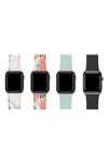 Posh Tech Silicone Apple Watch Band In Marble/ Coral / Seafoam/ Black