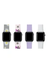 Posh Tech Silicone Apple Watch Band In Grey/ Purple /lavender/ White