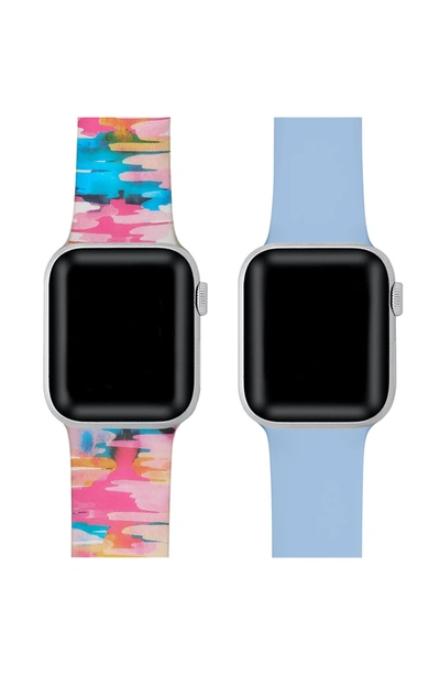 Posh Tech Assorted 2-pack Silicone Apple Watch® Watchbands In Pink Tie-dye/ Periwinkle