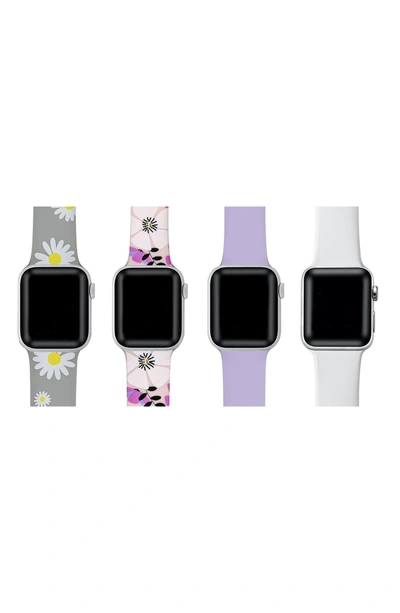 Posh Tech Silicone Apple Watch Band In Grey/ Purple / White