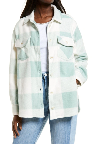 Thread & Supply Polar Fleece Plaid Shacket In Mint Check