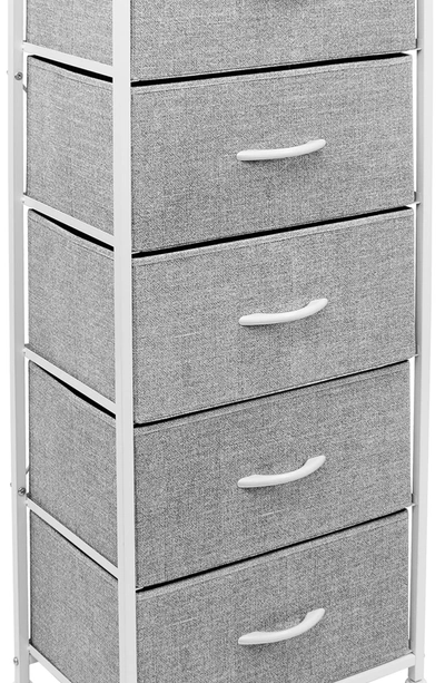 Sorbus 5 Drawer Wood Handle Chest Dresser In White