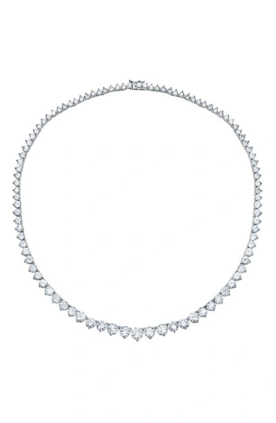 Crislu Graduated Cubic Zirconia Tennis Necklace In Platinum