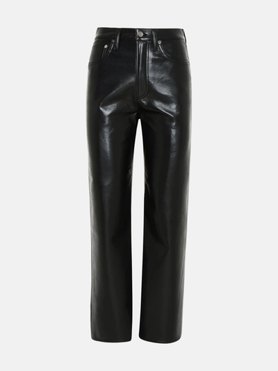 Agolde Recycled Leather 90's Pinch Waist Pants In Black Patent