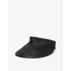 Boutique Bonita Chevron-pattern Woven Visor Hat In Black