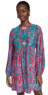 FIGUE LUCIE MINI DRESS BAHIA PAISLEY BLUE,FIGUE30479