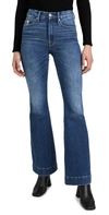 GOOD AMERICAN GOOD LEGS FLARE DEEP V BACK JEANS BLUE843,GAMER30336