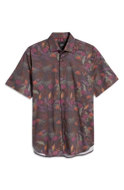 Jeff Winey Roads Floral Short Sleeve Stretch Button-up Shirt