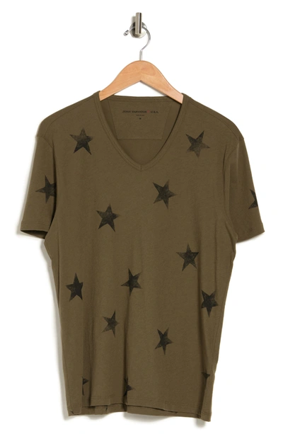 John Varvatos Star V-neck T-shirt In Olive