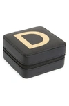 Nordstrom Initial Square Jewelry Box In D- Black- Gold