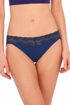 Natori Intimates Bliss Perfection Soft & Stretchy V-kini Panty Underwear In Estate Blue/black