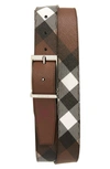BURBERRY BURBERY LOUIS CHECK COATED CANVAS BELT,8039348