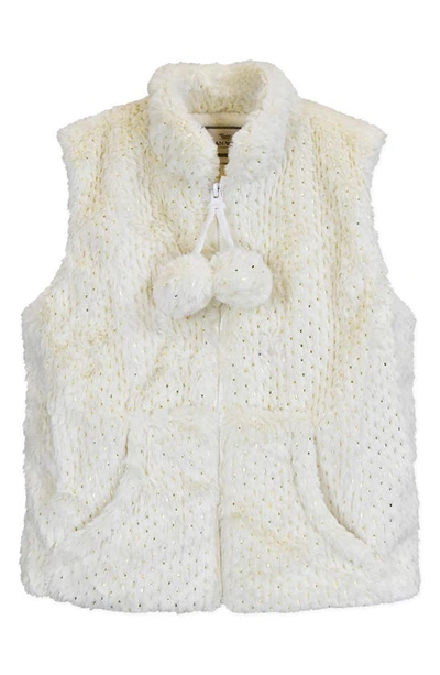 Widgeon Babies' Faux Fur Zip Front Waistcoat In Cream Gold Foil
