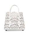 Alaïa Mina 16 White Leather Tote Bag In Blanc Optique