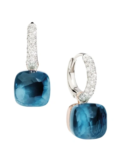 Pomellato Women's Nudo Two-tone 18k Gold, London Blue Topaz & Diamond Earrings