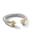 David Yurman 2.3mm Renaissance Color Ring With 14k Gold And Diamonds In Silver In Pearl