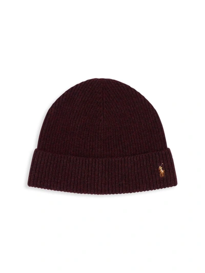 Polo Ralph Lauren Signature Cuff Logo Beanie Hat In Circuit Brown