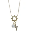 Anzie Women's Marine 14k Yellow Gold, Diamond & Moonstone Charm Necklace